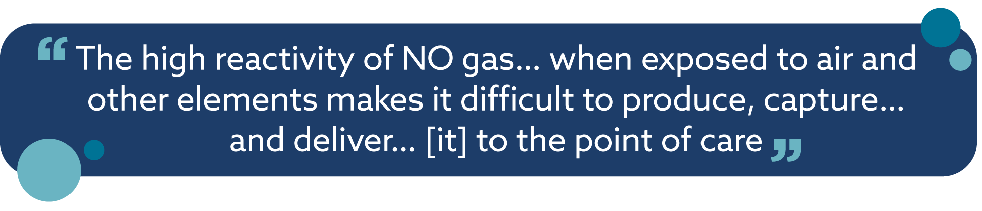 The reactivity of nitric oxide makes point-of-care delivery difficult